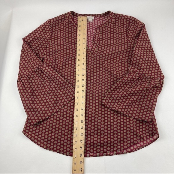 J Crew Blouse Womens Medium Red Blue Yellow Vneck Long Sleeve - Picture 7 of 9